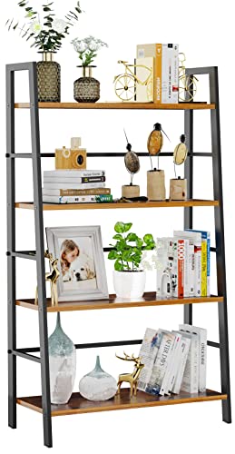 Oapety Bookshelf, 4-Tier Ladder Shelf Bookcase, Industrial Standing Shelf Storage Rack Storage Organizer Plant Stand, Open Display Shelves for Living Room, Kitchen, Bedroom, Home Office, Balcony…88