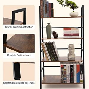 Oapety Bookshelf, 4-Tier Ladder Shelf Bookcase, Industrial Standing Shelf Storage Rack Storage Organizer Plant Stand, Open Display Shelves for Living Room, Kitchen, Bedroom, Home Office, Balcony…88