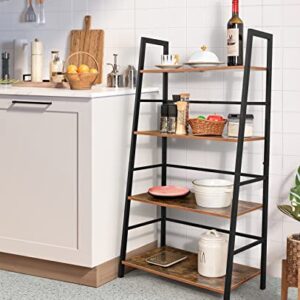 Oapety Bookshelf, 4-Tier Ladder Shelf Bookcase, Industrial Standing Shelf Storage Rack Storage Organizer Plant Stand, Open Display Shelves for Living Room, Kitchen, Bedroom, Home Office, Balcony…88