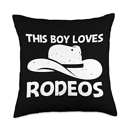 Cool Rodeo Gift Cowboy Rodeo Accessories & Stuff Funny Boys Kids Rodeo Equestrian Sport Horse Lover Throw Pillow, 18x18, Multicolor