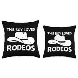 Cool Rodeo Gift Cowboy Rodeo Accessories & Stuff Funny Boys Kids Rodeo Equestrian Sport Horse Lover Throw Pillow, 18x18, Multicolor