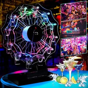 LED Neon Ferris Wheel Champagne Wine Acrylic Cup Holder, Colorful Light Spinning Stand with 12 Glasses Cups, Party Bar Drinking Tumblers Stand for Birthday, Wedding, Anniversary, 18" High