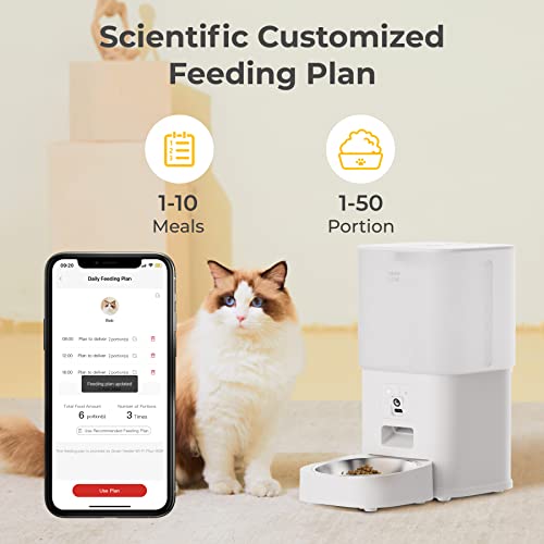 ABRCT Automatic Cat Feeder with Camera,6L Large Capacity Smart Feeder for Cats,Visible Food Bowl,App Remote Control,Customize Feeding Plan