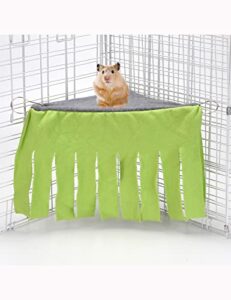 hamster hammock 2 pieces dutch pig rabbit hedgehog fringe corner house shelter tent nest small pet shelter (green)