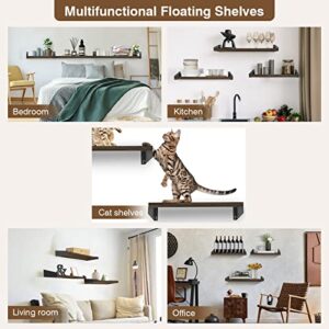 WENYU Wood Floating Shelves-Set of 3 Wall Mounted Shelves Rustic Natural Wooden Wall Shelves with Metal Brackets for Bedroom Kitchen Living Room Office Wall Decor and Storage