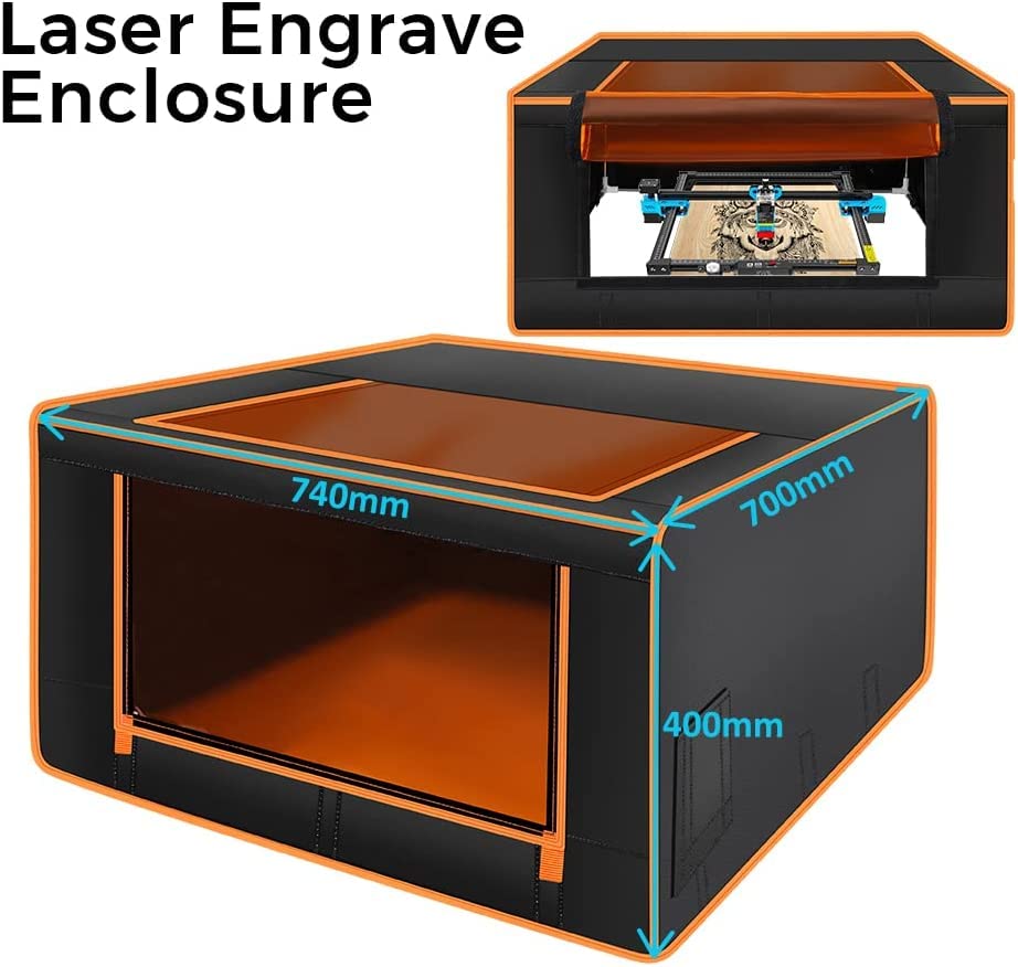 Twotrees Laser Engraver Enclosure, Fireproof and Dustproof Protective Cover for Most Laser Engraving Machine, Insulates Against Smoke and Odor, Noise Reduction, with Smoke Filter,740x740x400mm