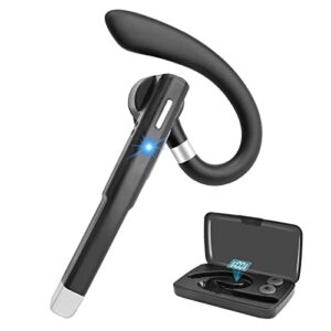 daakro bluetooth headset with 500mah charging case, wireless bluetooth earpiece v5.1, built-in dual mic noise cancelling 48h playtime for driving business office compatible with android/ios/laptop