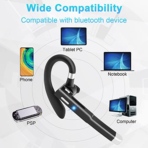 Daakro Bluetooth Headset with 500mAh Charging Case, Wireless Bluetooth Earpiece V5.1, Built-in Dual Mic Noise Cancelling 48H Playtime for Driving Business Office Compatible with Android/iOS/Laptop