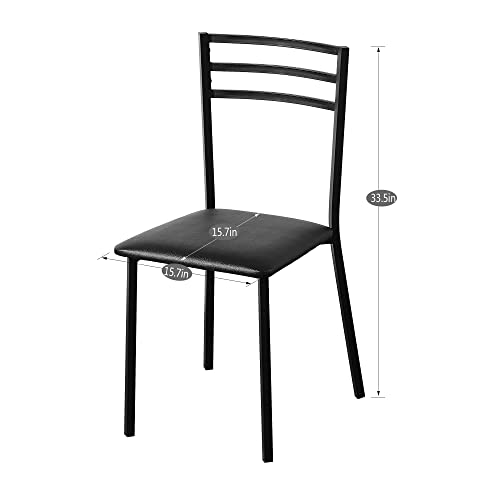 VECELO Metal Dining Chair Set of 2, Modern Armless with Cushioned Seat for Kitchen, Living Room, Black