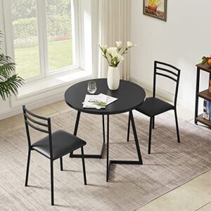 VECELO Metal Dining Chair Set of 2, Modern Armless with Cushioned Seat for Kitchen, Living Room, Black