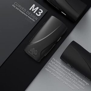 musehifi m3 curved designed dac with es9038q2m dsd256 chip, headphone amplifier equipped with 3.5+4.4 dual output