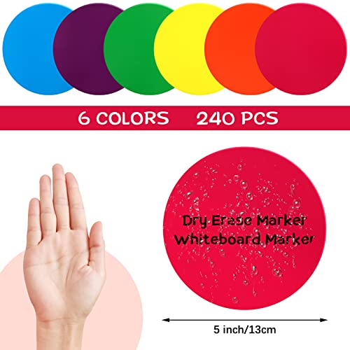 240 Pcs Classroom Floor Dots Multicolor Classroom Spots Stickers for Line up Self Adhesive Vinyl Stickers Floor Markers for Preschool Kindergarten Elementary Teachers (Mixed Color,5 Inch)