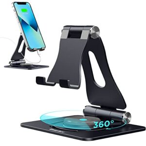 easyacc phone stand, newly 3 in 1 adjustable cell phone stand, 2023 aluminum stable iphone ipad stand dock, foldable desktop phone holder for iphone 14 13 12 11 xr, tablet (7-10.7"), nintendo switch