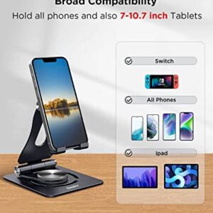 EasyAcc Phone Stand, Newly 3 in 1 Adjustable Cell Phone Stand, 2023 Aluminum Stable iPhone iPad Stand Dock, Foldable Desktop Phone Holder for iPhone 14 13 12 11 XR, Tablet (7-10.7"), Nintendo Switch