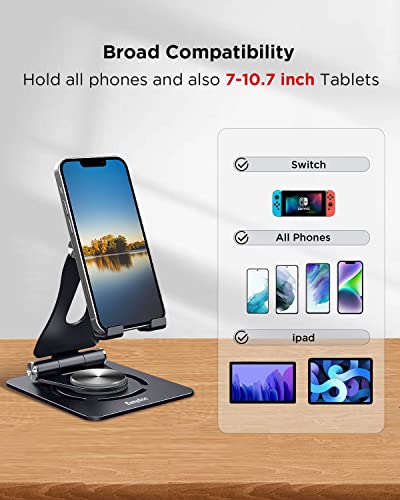 EasyAcc Phone Stand, Newly 3 in 1 Adjustable Cell Phone Stand, 2023 Aluminum Stable iPhone iPad Stand Dock, Foldable Desktop Phone Holder for iPhone 14 13 12 11 XR, Tablet (7-10.7"), Nintendo Switch