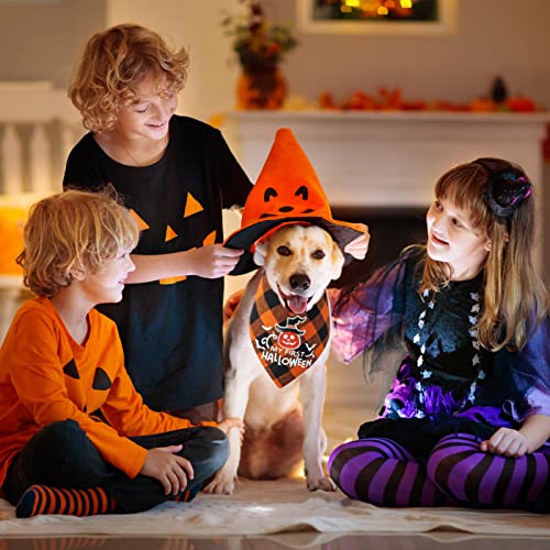 VMPETV 2 Pack Dog Halloween Bandana Glow in The Dark, Fall Dog Bandana Fluorescent Halloween Costumes for Dogs Pumpkin Ghost Scarf Bibs Accessories for Small Medium Large Pets Cats