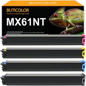 buticolor mx-61nt mx61nt mx61 remanufactured toner cartridge replacement for sharp mx-2630n mx-2651 mx-3050n mx-3070n mx-3071 mx-3550n mx-3551 mx3561 mx3571 mx4051 mx4061 printers(4-pack)