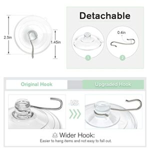 VIS'V 2 Pcs Large Suction Cup Hooks and 10 Pcs Large Suction Cup with Metal Hooks