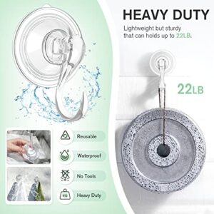 VIS'V 2 Pcs Large Suction Cup Hooks and 10 Pcs Large Suction Cup with Metal Hooks