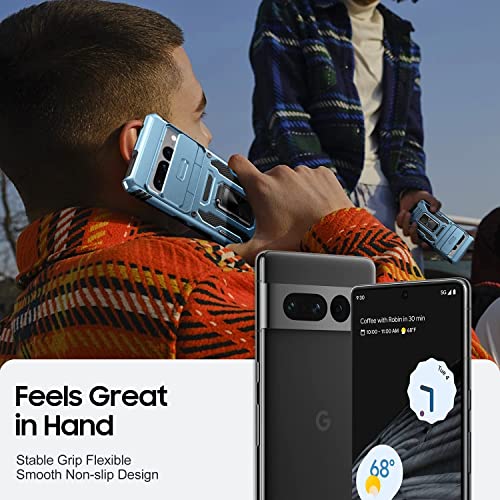 KOVASIA for Pixel 7 Pro Case, Shockproof Bumper Case for Pixel 7 Pro, with Ring Holder Kickstand for Google Pixel 7 Pro Case, Heavy Duty Protection with Sliding Camera Cover for Pixel 7 Pro, Sky Blue