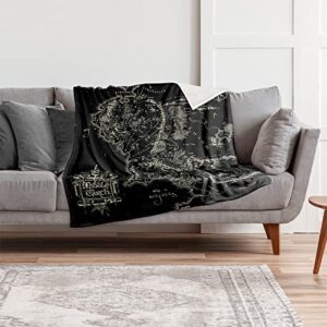 The Lord of The Rings Blanket, 50"x60" Black Map of Middle Earth Silky Touch Sherpa Back Super Soft Throw Blanket