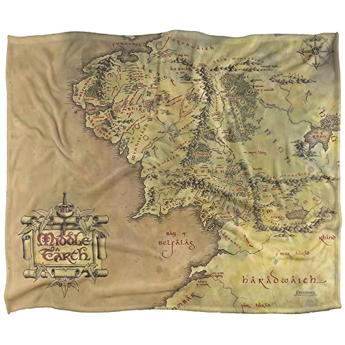 The Lord of The Rings Blanket, 50"x60" Map of Middle Earth Silky Touch Super Soft Throw Blanket