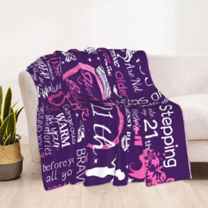 Nelife 21st Birthday Gifts for Her,21st Birthday Blanket,21 Year Old Birthday Gifts,Happy 21st Birthday Decorations for Female Women Girl Bestie Sister Friends 50"X40" (21th)