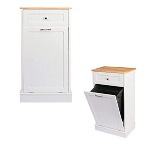 tolead tilt out trash cabinet free standing 10 gallon recycling trash can cabinet for farmhouse kitchen,living room, dining room, white