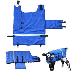 calf blanket/cow blanket thickened warm calf clothing windproof waterproof calf warm artifact calf cattle blanket for calf cold clothing blanket for little bull/cattle/ox blue