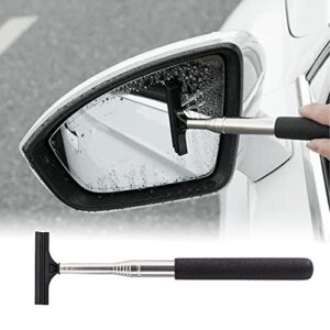 miytsya car rearview mirror wiper telescopic auto mirror squeegee cleaner 98cm long handle car cleaning tool mirror glass mist cleaner (black)