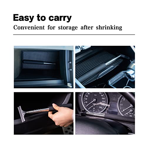 Miytsya Car Rearview Mirror Wiper Telescopic Auto Mirror Squeegee Cleaner 98cm Long Handle Car Cleaning Tool Mirror Glass Mist Cleaner (Black)
