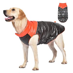 koogal dog windproof waterproof cotton coat,medium and large jacket dog cotton vest cotton coat cotton undershirt winter coat double-breasted for the medium and large dogs （3xl，orange black）