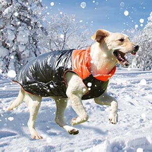 KOOGAL Dog Windproof Waterproof Cotton Coat,Medium and Large Jacket Dog Cotton Vest Cotton Coat Cotton Undershirt Winter Coat Double-Breasted for The Medium and Large Dogs （3XL，Orange Black）