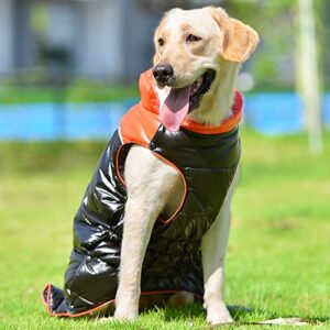 KOOGAL Dog Windproof Waterproof Cotton Coat,Medium and Large Jacket Dog Cotton Vest Cotton Coat Cotton Undershirt Winter Coat Double-Breasted for The Medium and Large Dogs （3XL，Orange Black）