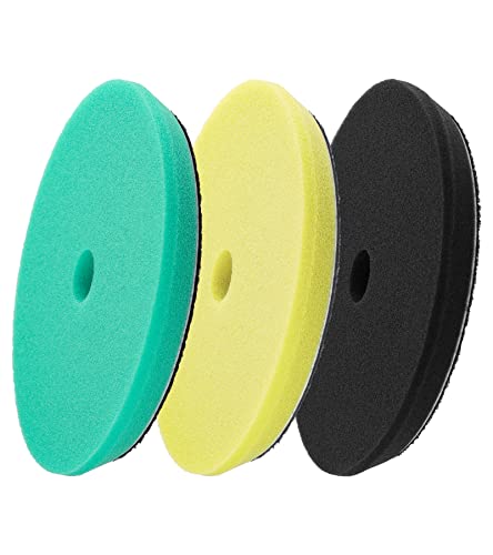 LUCKUT 3pcs 5 inch Polishing Pads, 5'' Track Buffer Pads Hook and Loop Buffing Pads, Foam Polish Pad for Compounding, Polishing and Waxing, for 5'' Backing Plate