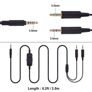 Asobilor MMX 300 Replacement Cable Cord for Beyerdynamic MMX 300 / MMX 300 2nd Generation Gaming Headset, Volume Control Inline Mute, Plug and Play Twisted Pair OFC Copper Wire(8.2Ft / 2.5m)