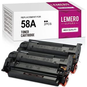 58a toner cartridge (with chip) lemerosuperx compatible replacement for hp 58a 58x cf258a work for m428fdw m404dn m404n m404 m404dw m428fdn printer (black,2 pack)