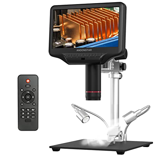 Andonstar AD407-Pro 2160P 3D HDMI 4MP Digital Microscope, Soldering Microscope Pro Metal Stand, 7" LCD USB Electronic Microscope Camera for PCB Phone Repair, DIY Electronics, SMD SMT BGA Circuit Board