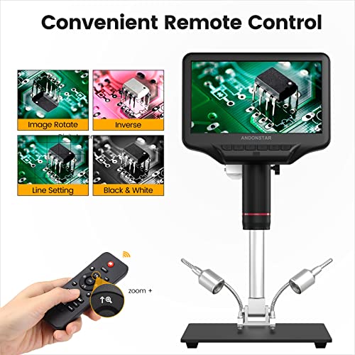 Andonstar AD407-Pro 2160P 3D HDMI 4MP Digital Microscope, Soldering Microscope Pro Metal Stand, 7" LCD USB Electronic Microscope Camera for PCB Phone Repair, DIY Electronics, SMD SMT BGA Circuit Board