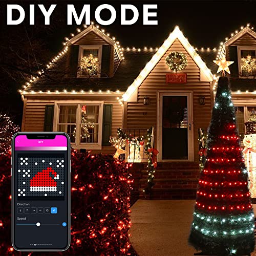 Outdoor Christmas Tree with Lights, 6FT DIY Collapsible Christmas Tree with App&Remote Control 314 LED Sync Music Timer Prelit Christmas Tree Light Show for Indoor Outdoor Xmas New Year Decoration