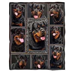 bedblk rottweiler blanket soft warm flannel plush throw blanket for bed sofa couch lightweight cozy travel camping blankets (pattern 1, 80'' x 60'')