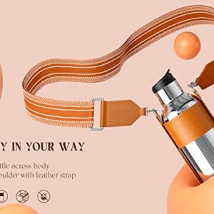 Meoky High-Fashion Water Bottle with Straw Lid and Strap, the Hottest Fashion Accessory for Women and Girls (17oz Silver)