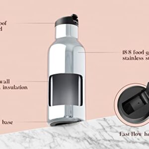 Meoky High-Fashion Water Bottle with Straw Lid and Strap, the Hottest Fashion Accessory for Women and Girls (17oz Silver)