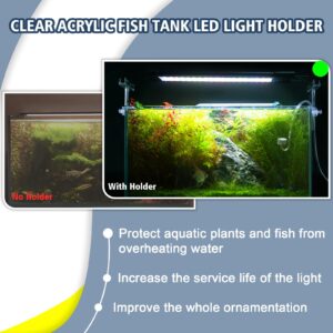 driamor Aquarium Light Riser Adjustable, Clear Acrylic Fish Tank LED Light Stand Aquarium Lamp Holder Bracket Kit 2pcs Transparent Support for Width 2.5-4.4 Inches Light with Extendable Bracket