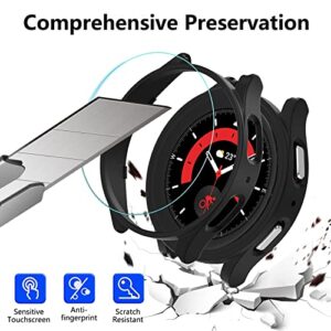 [6+6 Pack] Rontion for Galaxy Watch 5&4 40mm Screen Protector and Case, Anti-Fog Scratch Resistant Tempered Glass Film and Hard PC Protective Bumper Cover for Samsung Watch Accessories