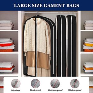 TREONYIA 39" Garment Bags with 6" Zipper Gusset, Clear Suit Bags for Closet Storage, Travel, Hanging Clothes Storage for Coats Sweaters Shirts- Gray (40"-3Pack, Black)
