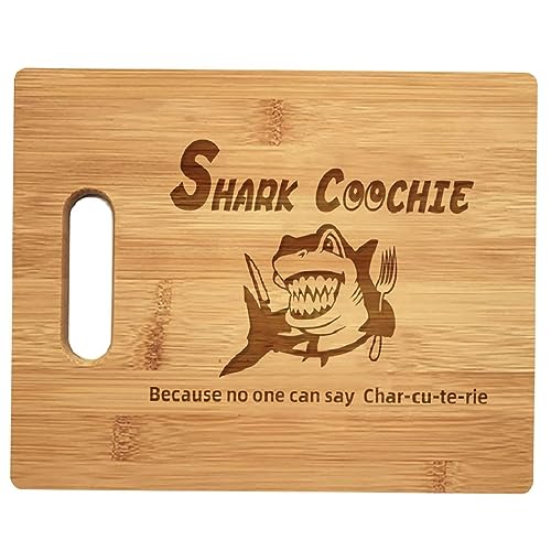 11inch Shark Charcuterie Board | Handmade Cutting Boards | Bamboo Board | Laser Engraved | Sharkcootie Cutting Board Shark Board