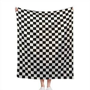 black white race checkered flag soft microfiber lightweight cozy warm blankets & throws for couch bedroom living room