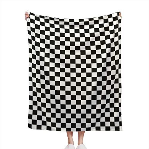 Black White Race Checkered Flag Soft Microfiber Lightweight Cozy Warm Blankets & Throws for Couch Bedroom Living Room