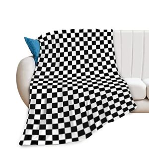 Black White Race Checkered Flag Soft Microfiber Lightweight Cozy Warm Blankets & Throws for Couch Bedroom Living Room